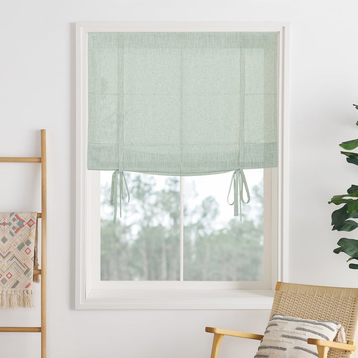 Liz Linen Herringbone Roman Shades & Blinds | Tie