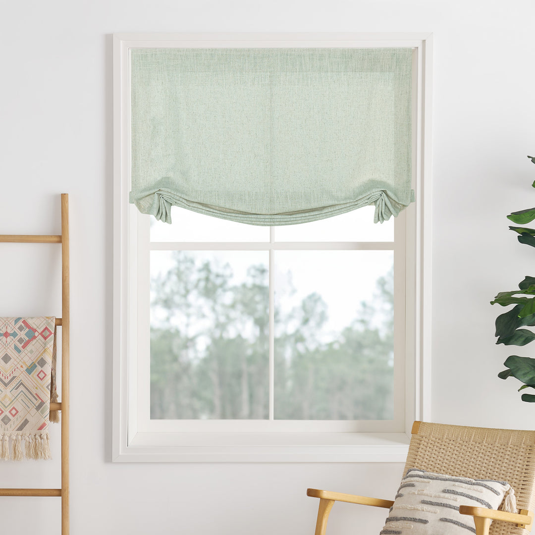 Liz Linen Herringbone Roman Shades & Blinds | Swag