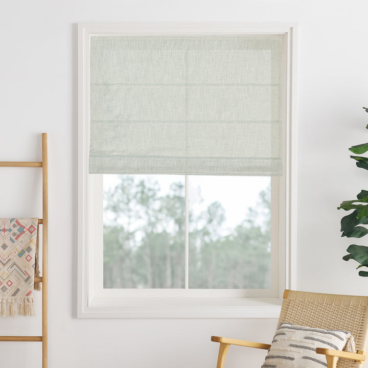 Liz Linen Herringbone Blackout Roman Shades & Blinds  | Fold