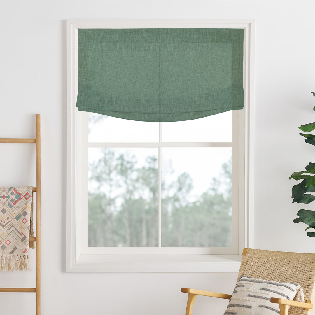 Liz Linen Herringbone No-Drill Roman Shades & Blinds | Relaxed