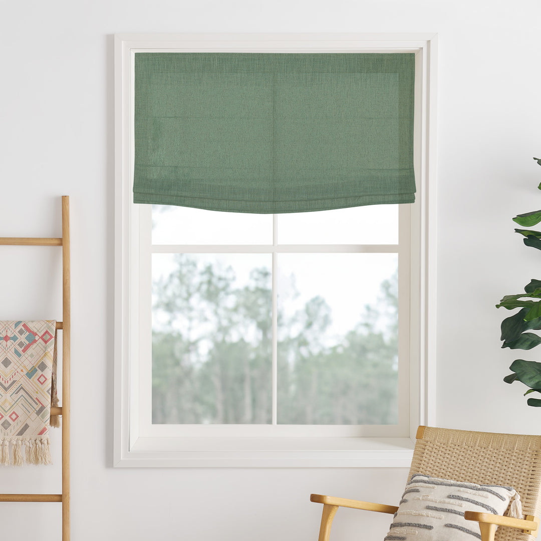 Liz Linen Herringbone Roman Shades & Blinds | Flat Fold