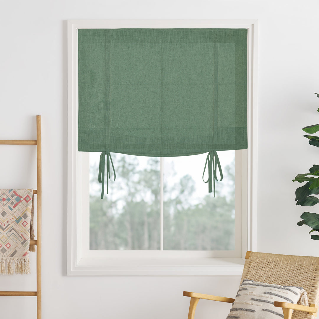 Liz Linen Herringbone Roman Shades & Blinds | Tie