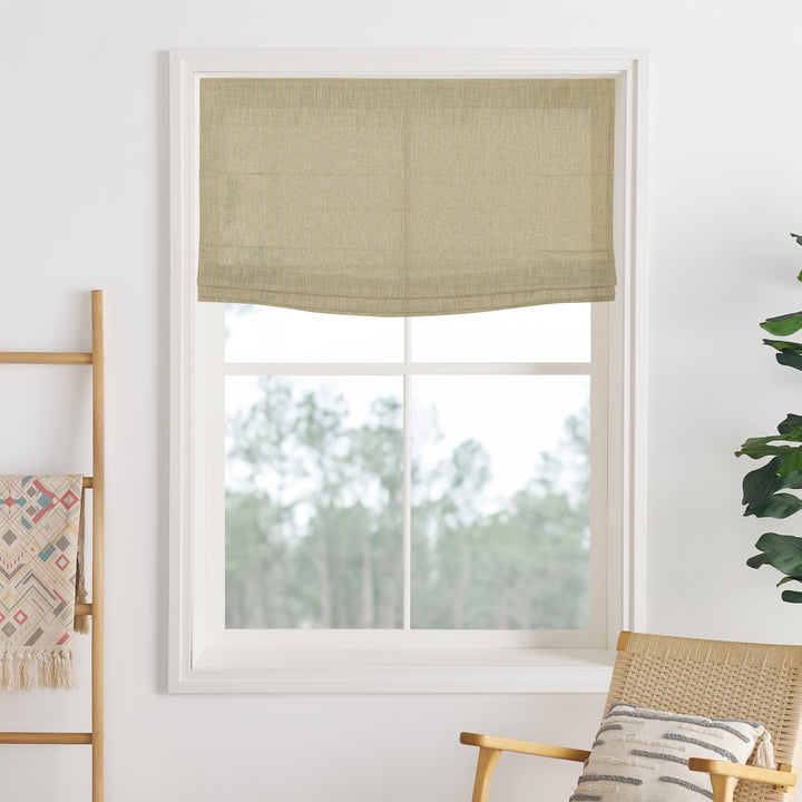Liz Linen Herringbone Roman Shades & Blinds | Flat Fold