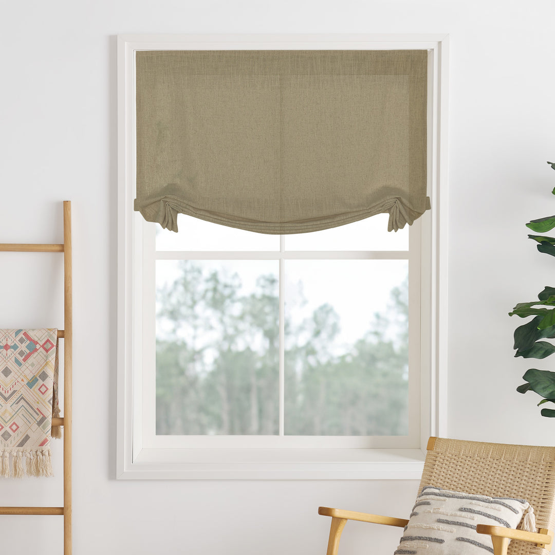 Liz Linen Herringbone Roman Shades & Blinds | Swag