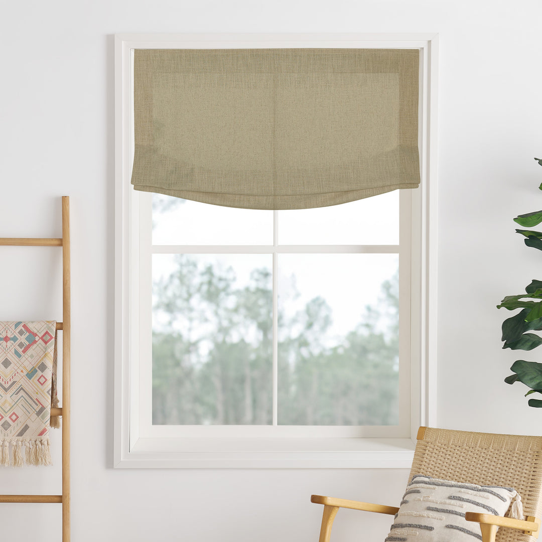 Liz Linen Herringbone No-Drill Roman Shades & Blinds | Relaxed