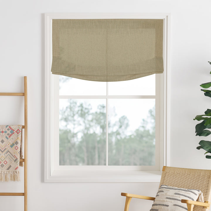 Liz Linen Herringbone No-Drill Roman Shades & Blinds | Relaxed