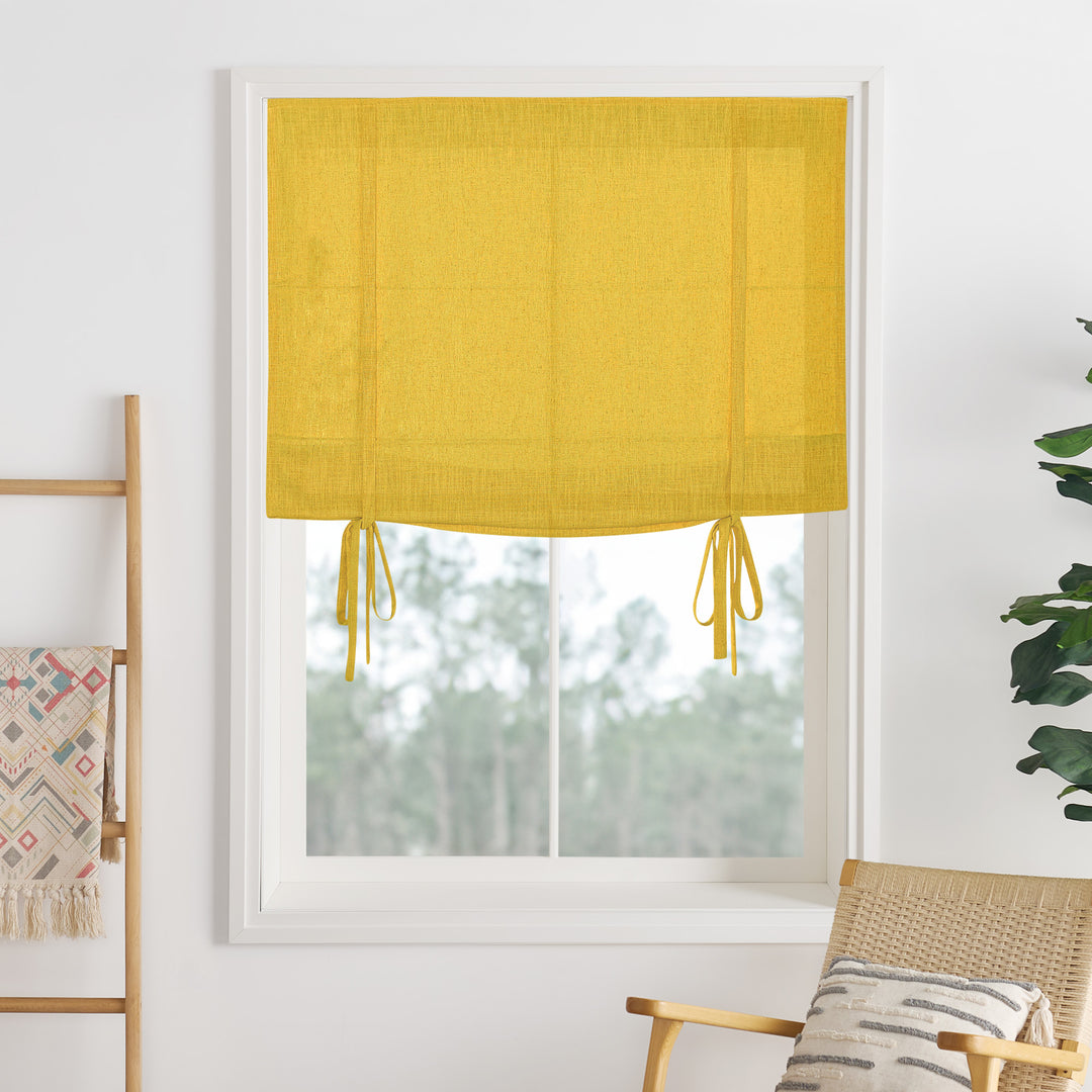 Liz Linen Herringbone Roman Shades & Blinds | Tie