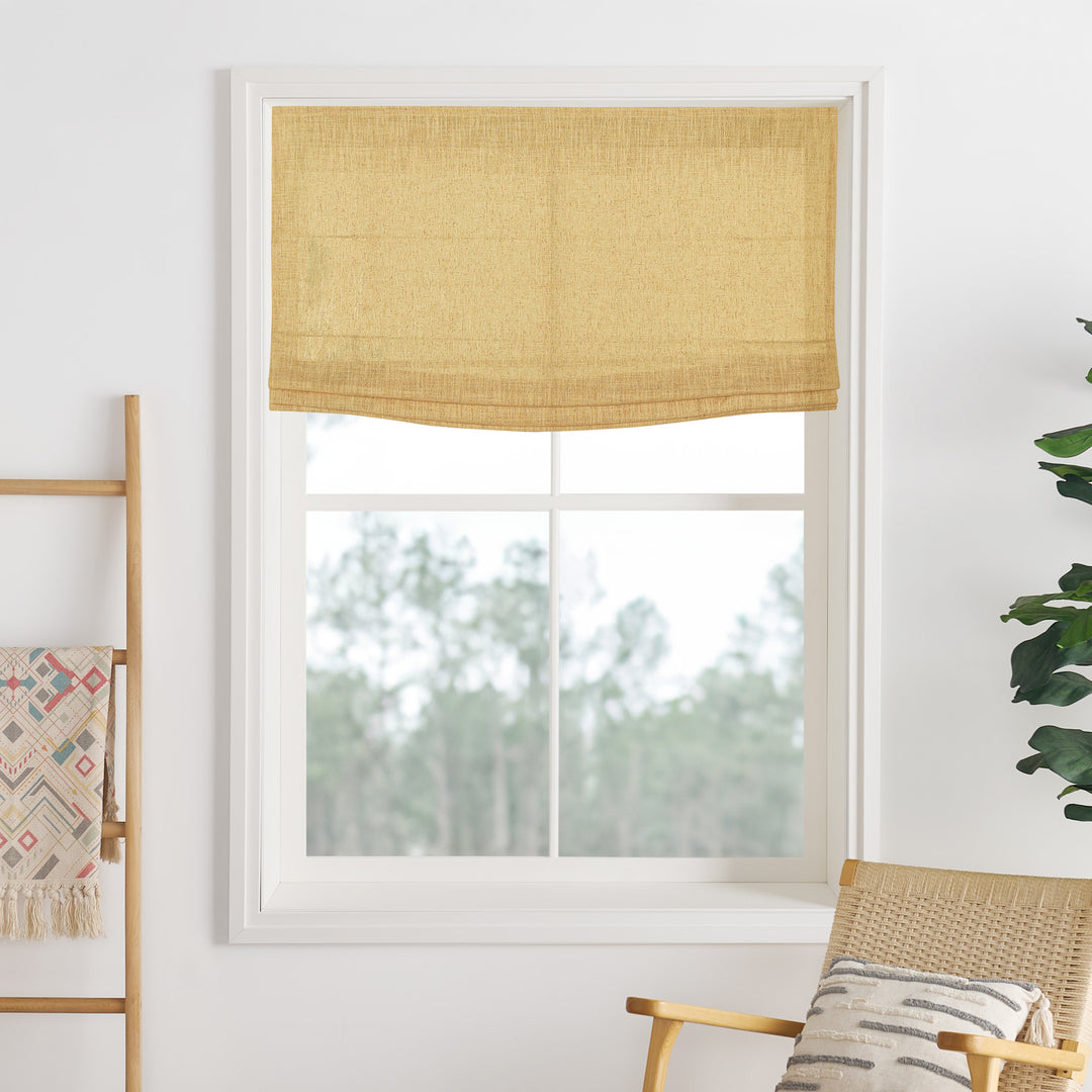 Liz Linen Herringbone Roman Shades & Blinds | Flat Fold