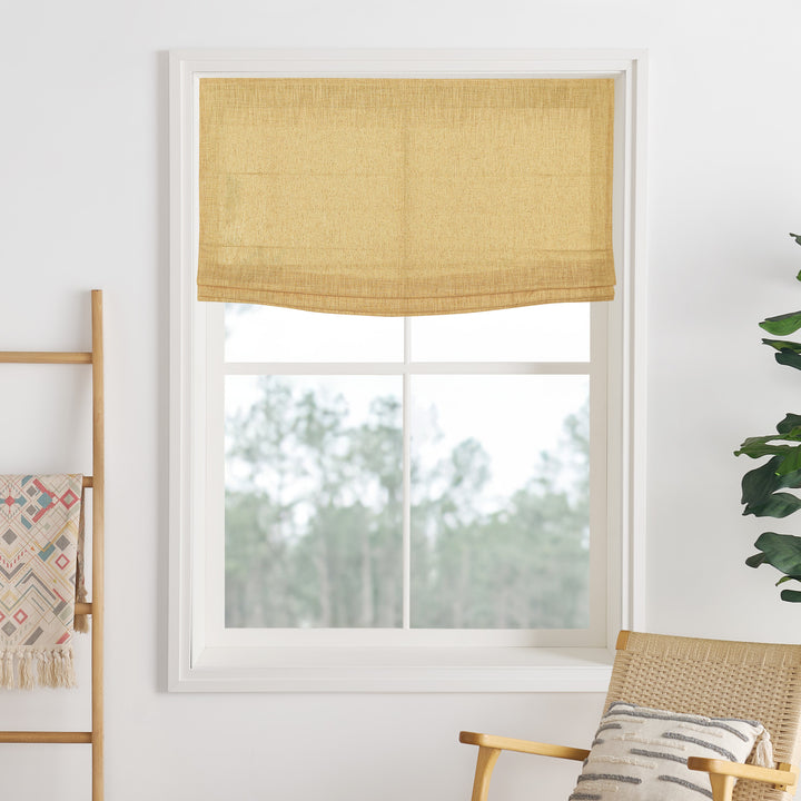 Liz Linen Herringbone Roman Shades & Blinds | Flat Fold