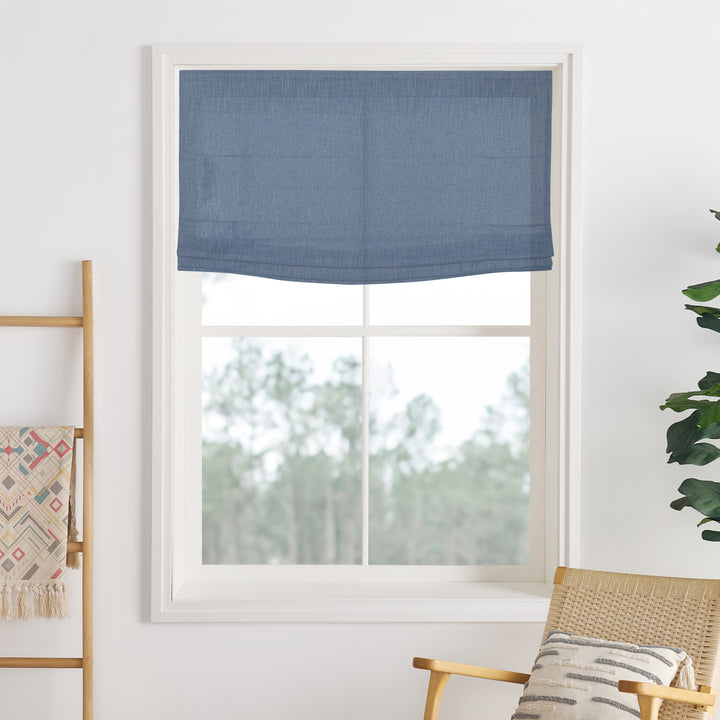 Liz Linen Herringbone Roman Shades & Blinds | Flat Fold
