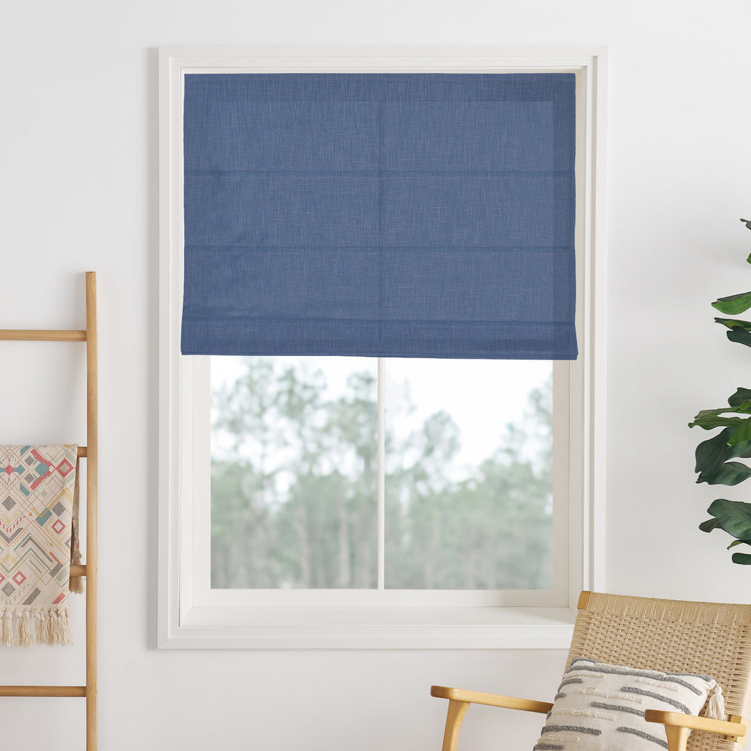 Liz Linen Herringbone Blackout Roman Shades & Blinds  | Fold