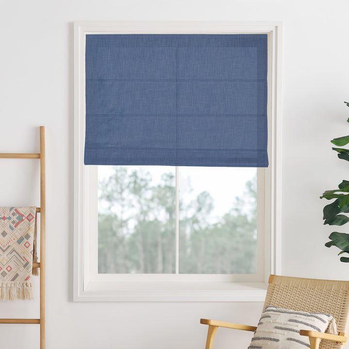 Liz Linen Herringbone Blackout Roman Shades & Blinds  | Fold