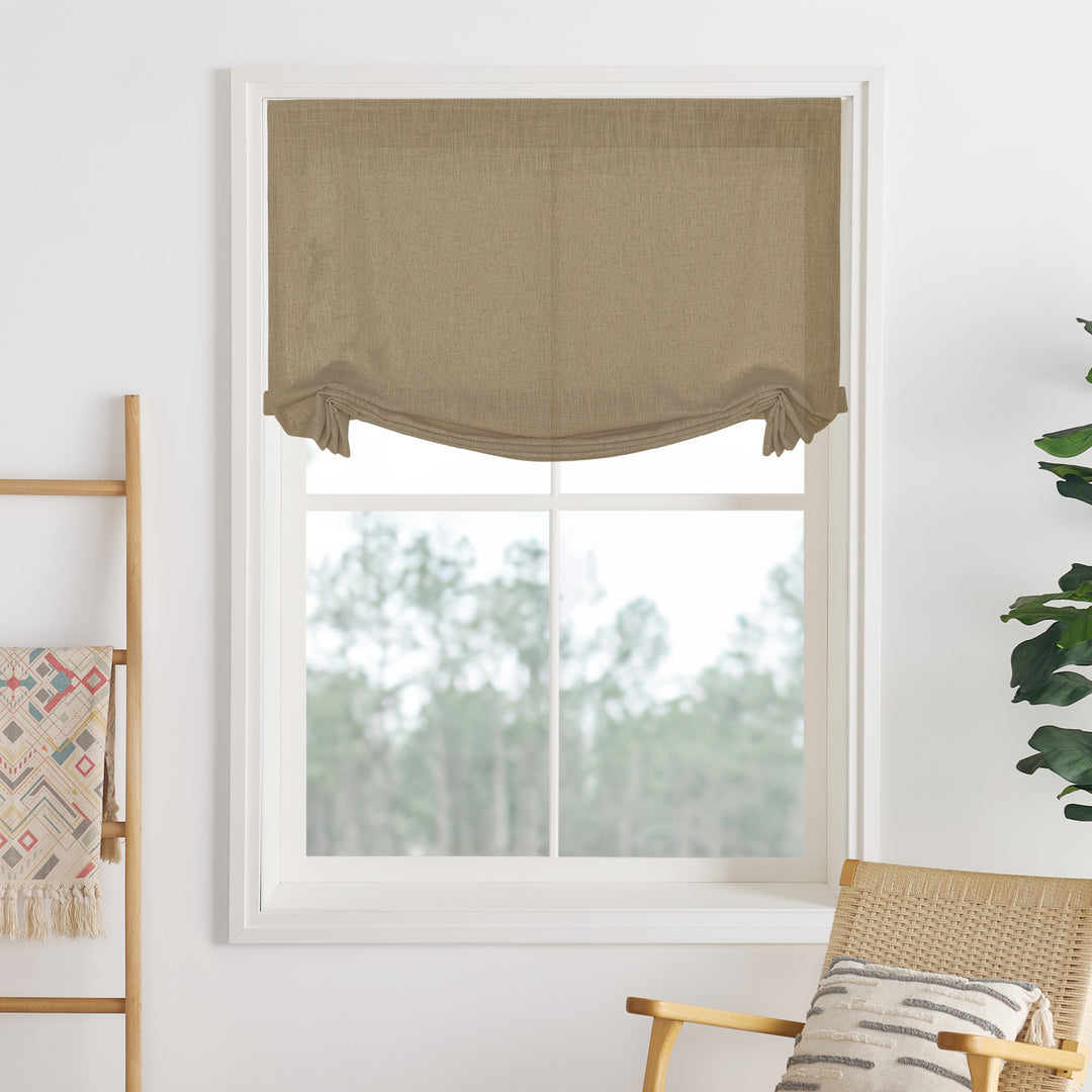 Liz Linen Herringbone Roman Shades & Blinds | Swag