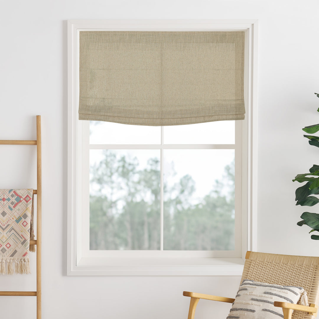 Liz Linen Herringbone Roman Shades & Blinds | Flat Fold