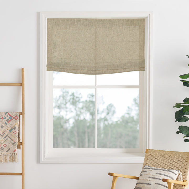 Liz Linen Herringbone Roman Shades & Blinds | Flat Fold