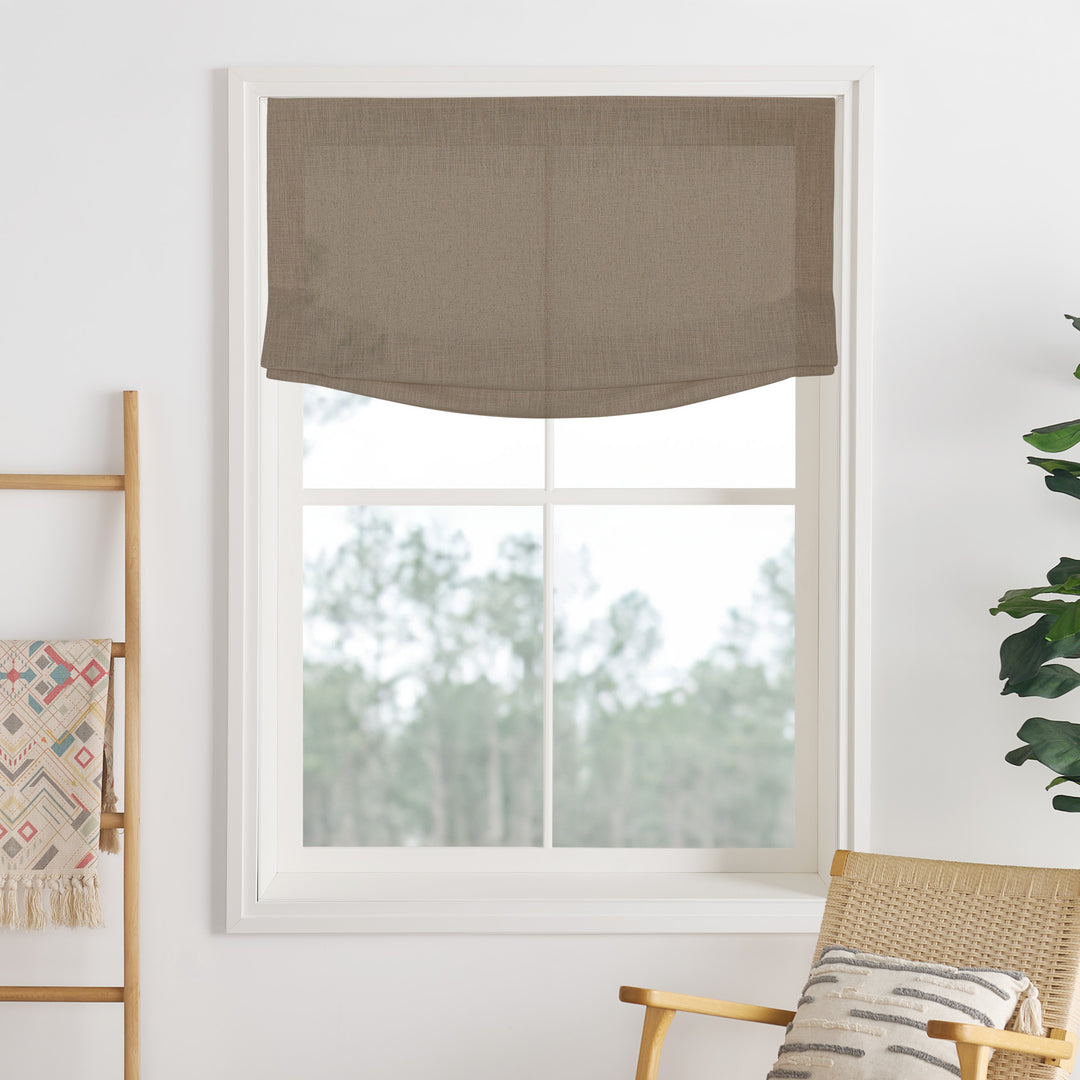 Liz Linen Herringbone No-Drill Roman Shades & Blinds | Relaxed