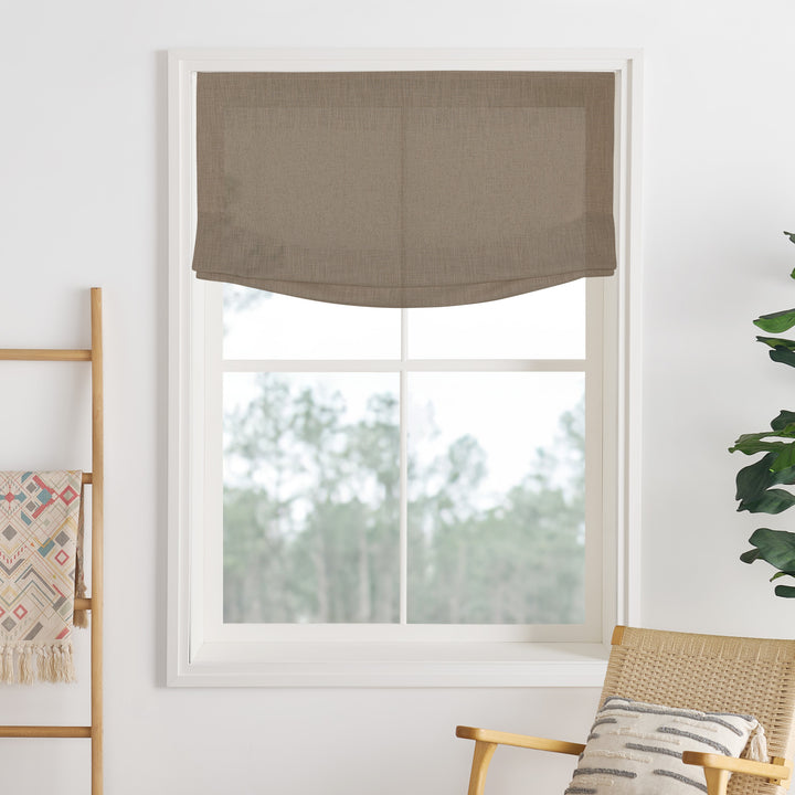Liz Linen Herringbone No-Drill Roman Shades & Blinds | Relaxed