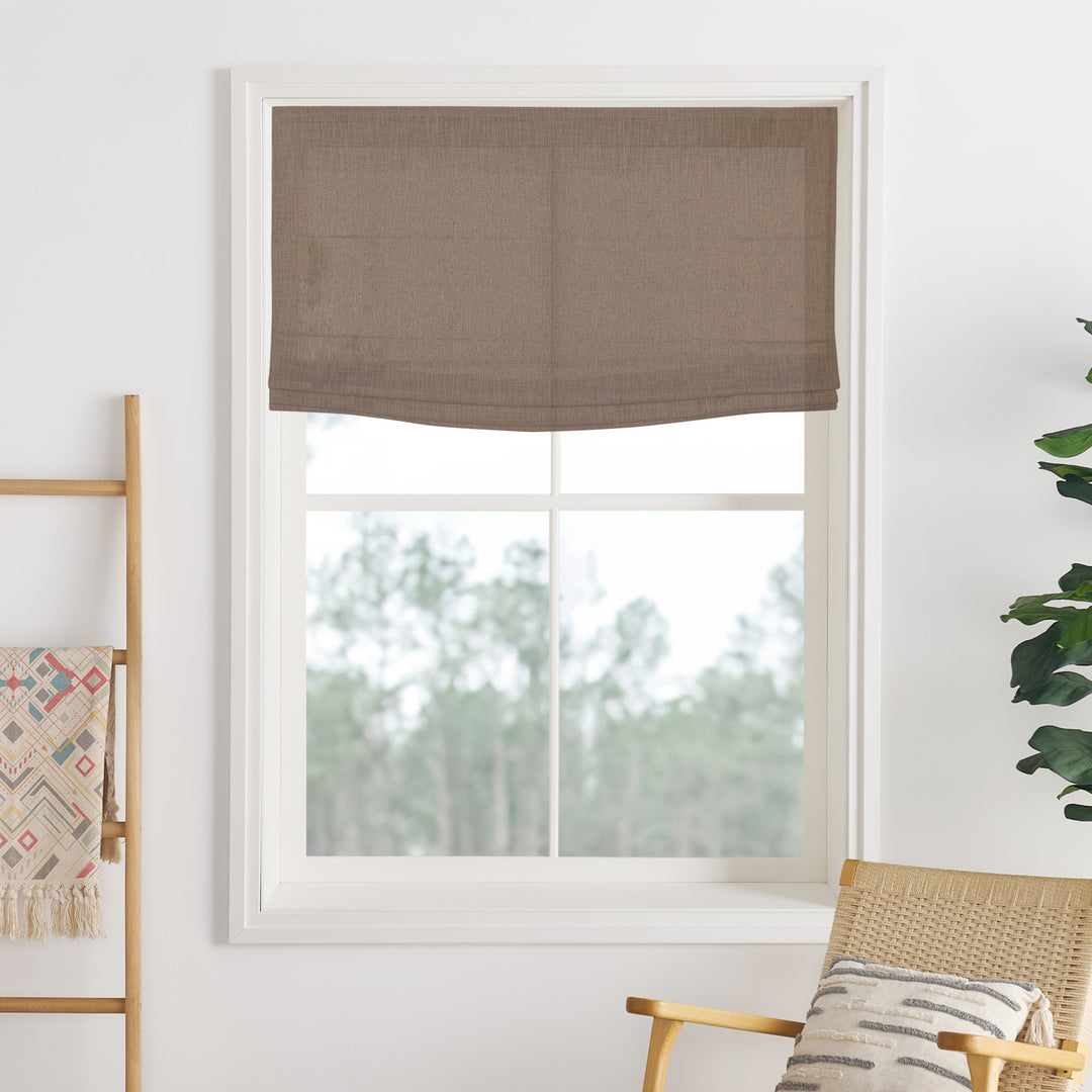 Liz Linen Herringbone Roman Shades & Blinds | Flat Fold