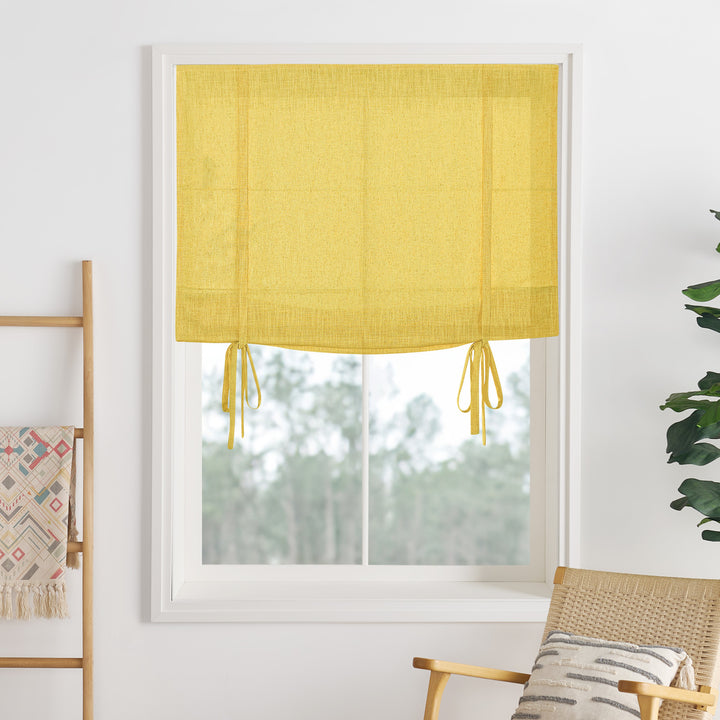 Liz Linen Herringbone Roman Shades & Blinds | Tie