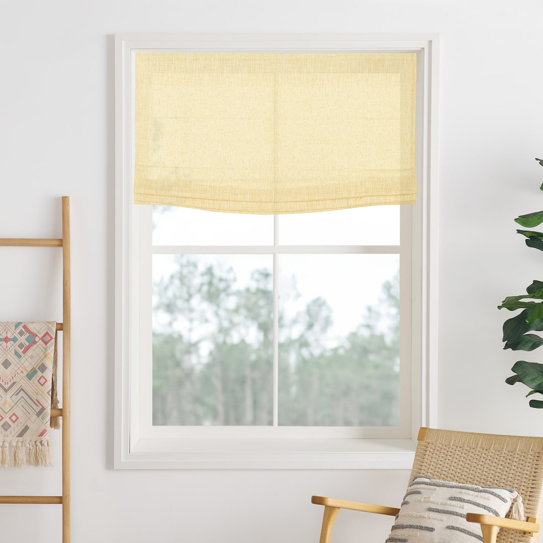 Liz Linen Herringbone Roman Shades & Blinds | Flat Fold
