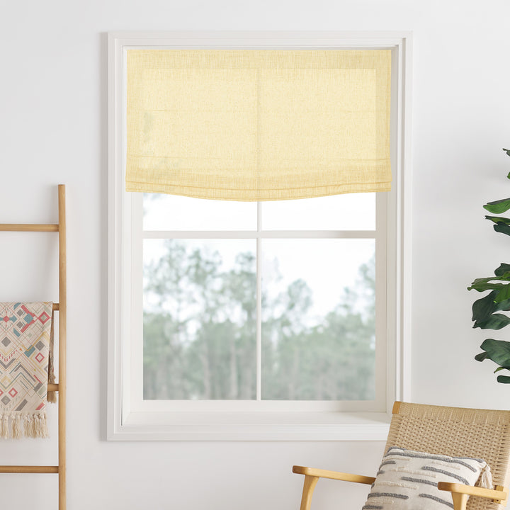 Liz Linen Herringbone Roman Shades & Blinds | Flat Fold