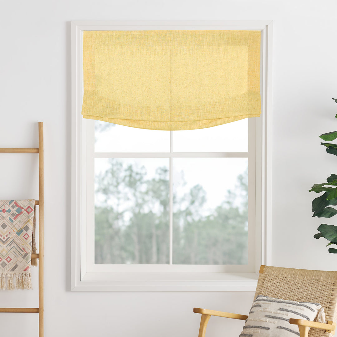 Liz Linen Herringbone No-Drill Roman Shades & Blinds | Relaxed