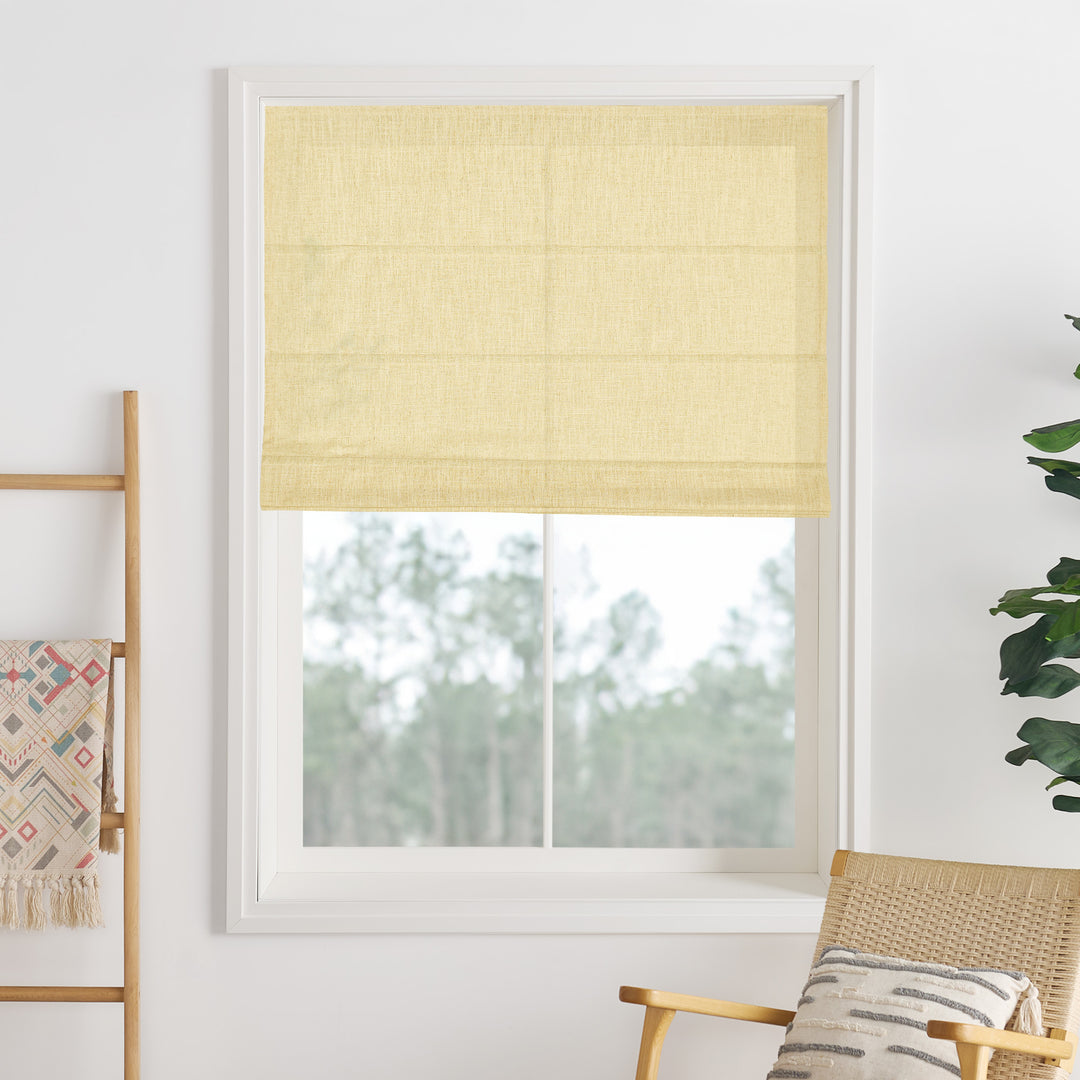 Liz Linen Herringbone Blackout Roman Shades & Blinds  | Fold