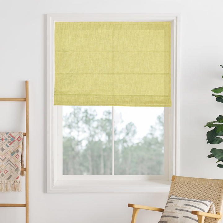 Liz Linen Herringbone Blackout Roman Shades & Blinds  | Fold