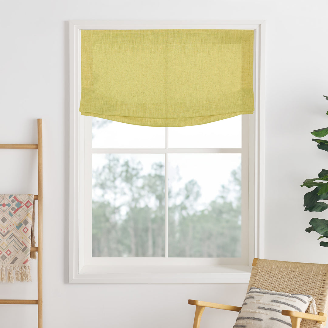 Liz Linen Herringbone No-Drill Roman Shades & Blinds | Relaxed