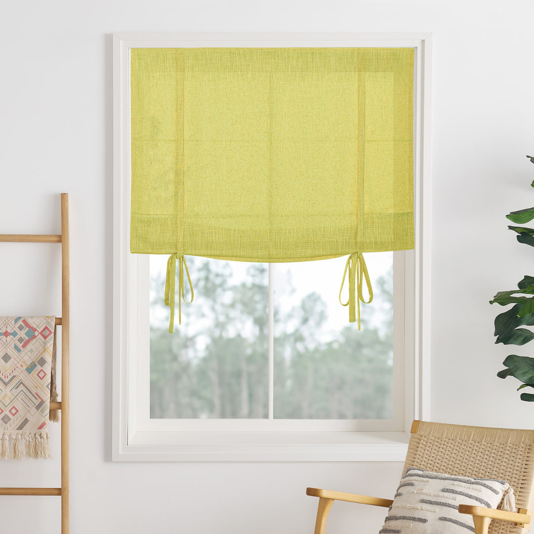 Liz Linen Herringbone Roman Shades & Blinds | Tie
