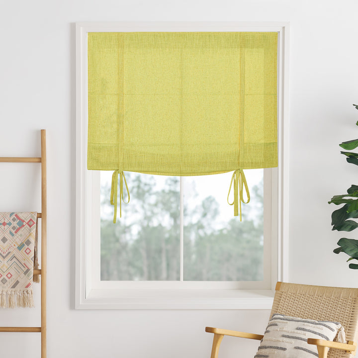 Liz Linen Herringbone Roman Shades & Blinds | Tie