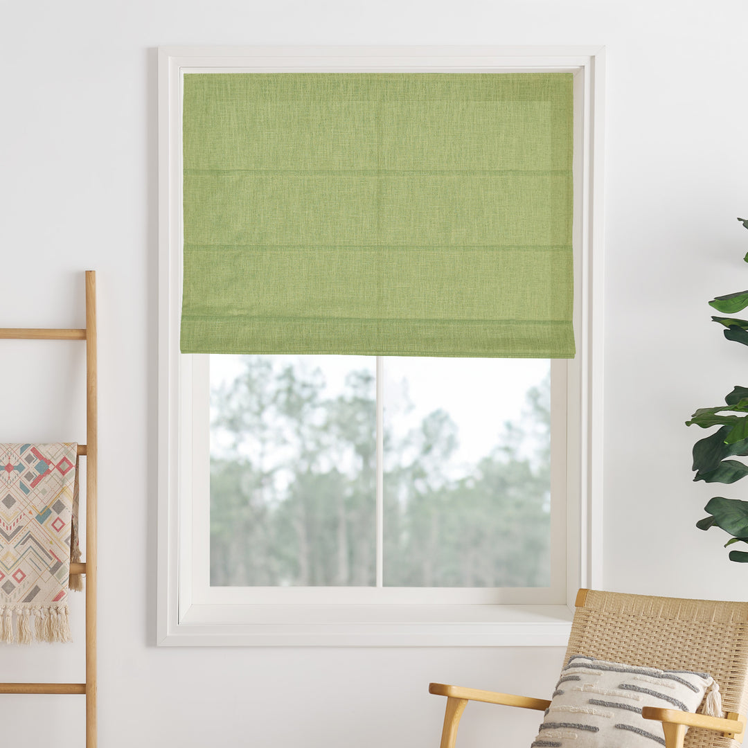 Liz Linen Herringbone Blackout Roman Shades & Blinds  | Fold