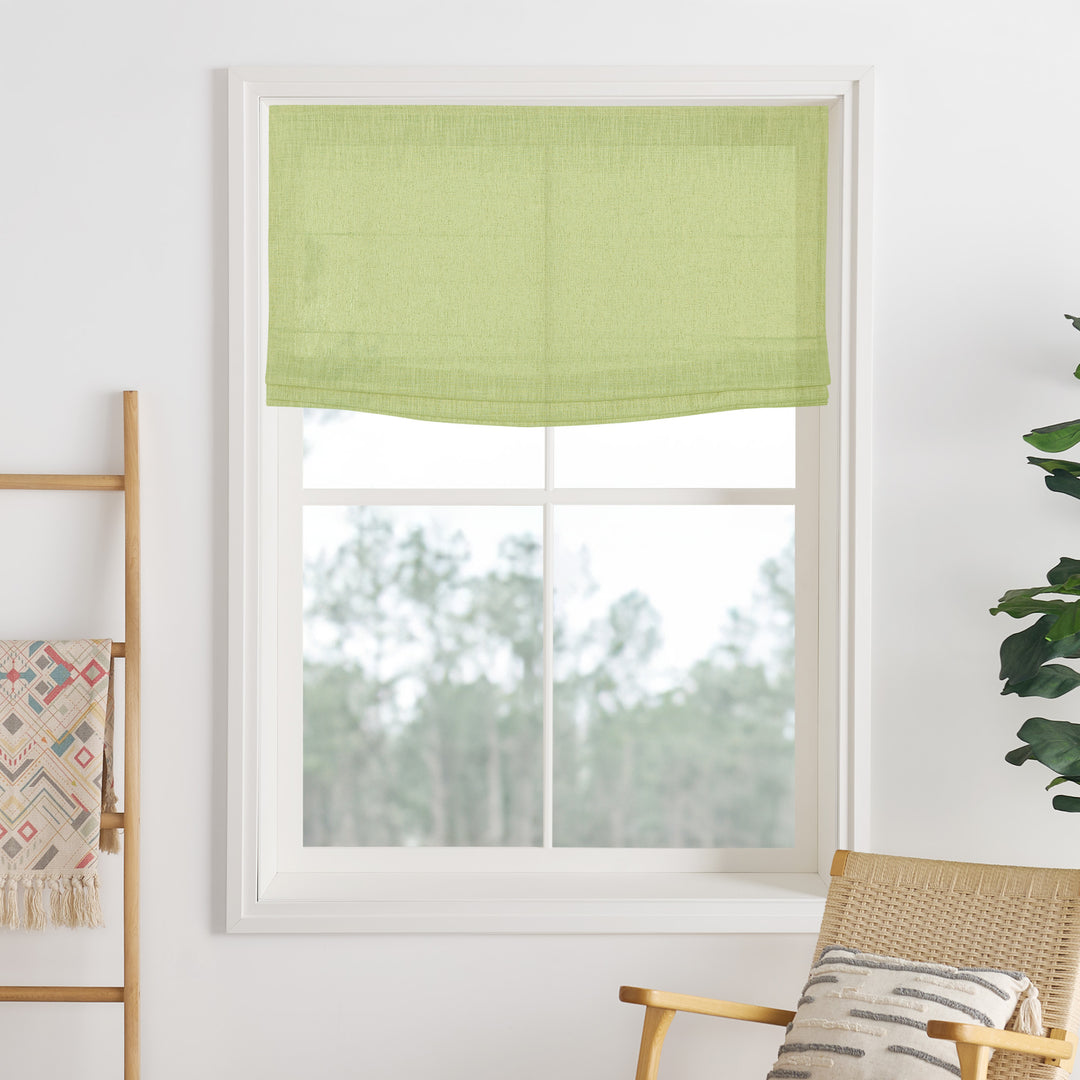Liz Linen Herringbone Roman Shades & Blinds | Flat Fold
