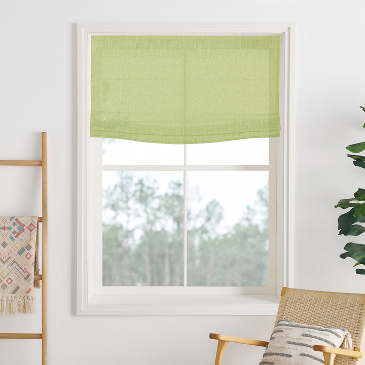 Liz Linen Herringbone Roman Shades & Blinds | Flat Fold