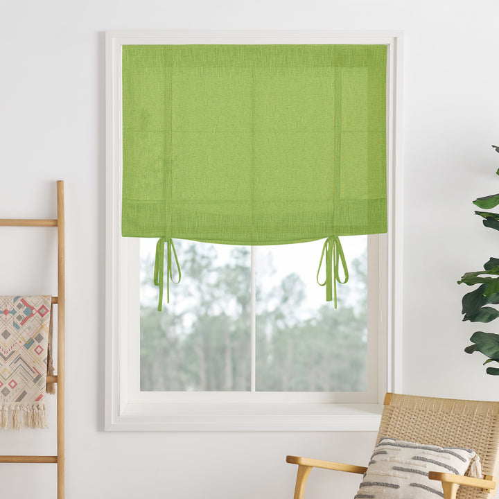 Liz Linen Herringbone Roman Shades & Blinds | Tie