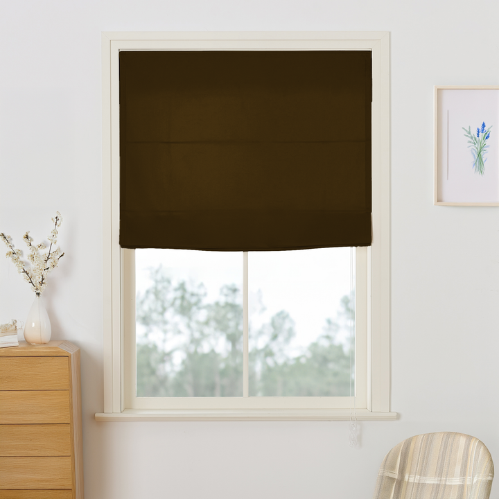 Maillard Velvet Roman Shades & Blinds | Flat Fold