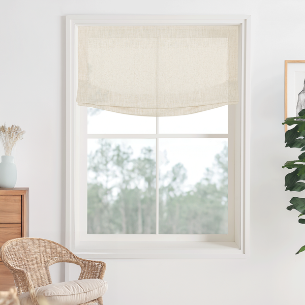 Liz Linen Herringbone Roman Shades & Blinds  | Relaxed