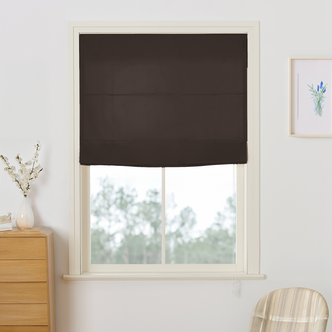 Maillard Velvet Roman Shades & Blinds | Flat Fold