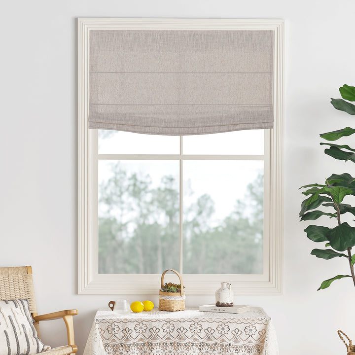 Lily Linen Flame Retardant Roman Shades & Blinds | Flat Fold