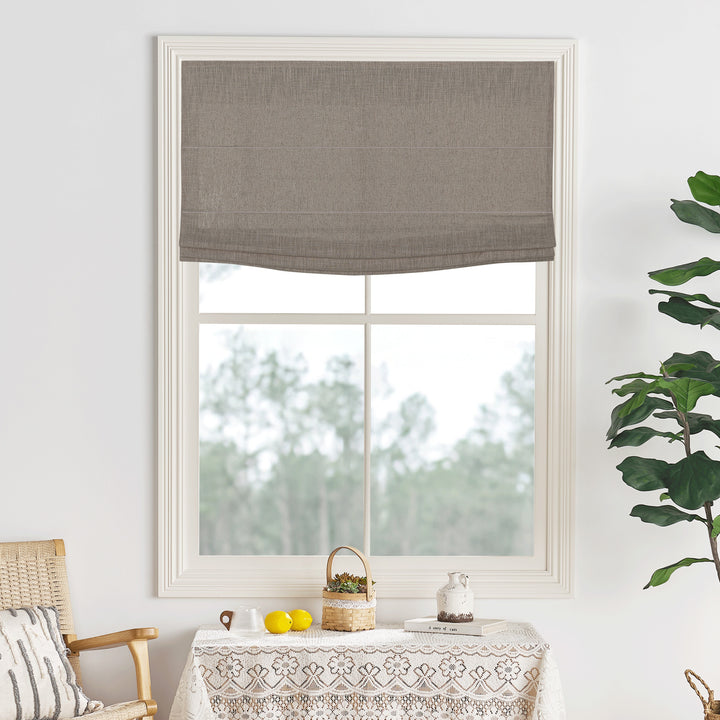 Lily Linen Flame Retardant Roman Shades & Blinds | Flat Fold
