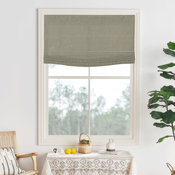 Lily Linen Flame Retardant Roman Shades & Blinds | Flat Fold