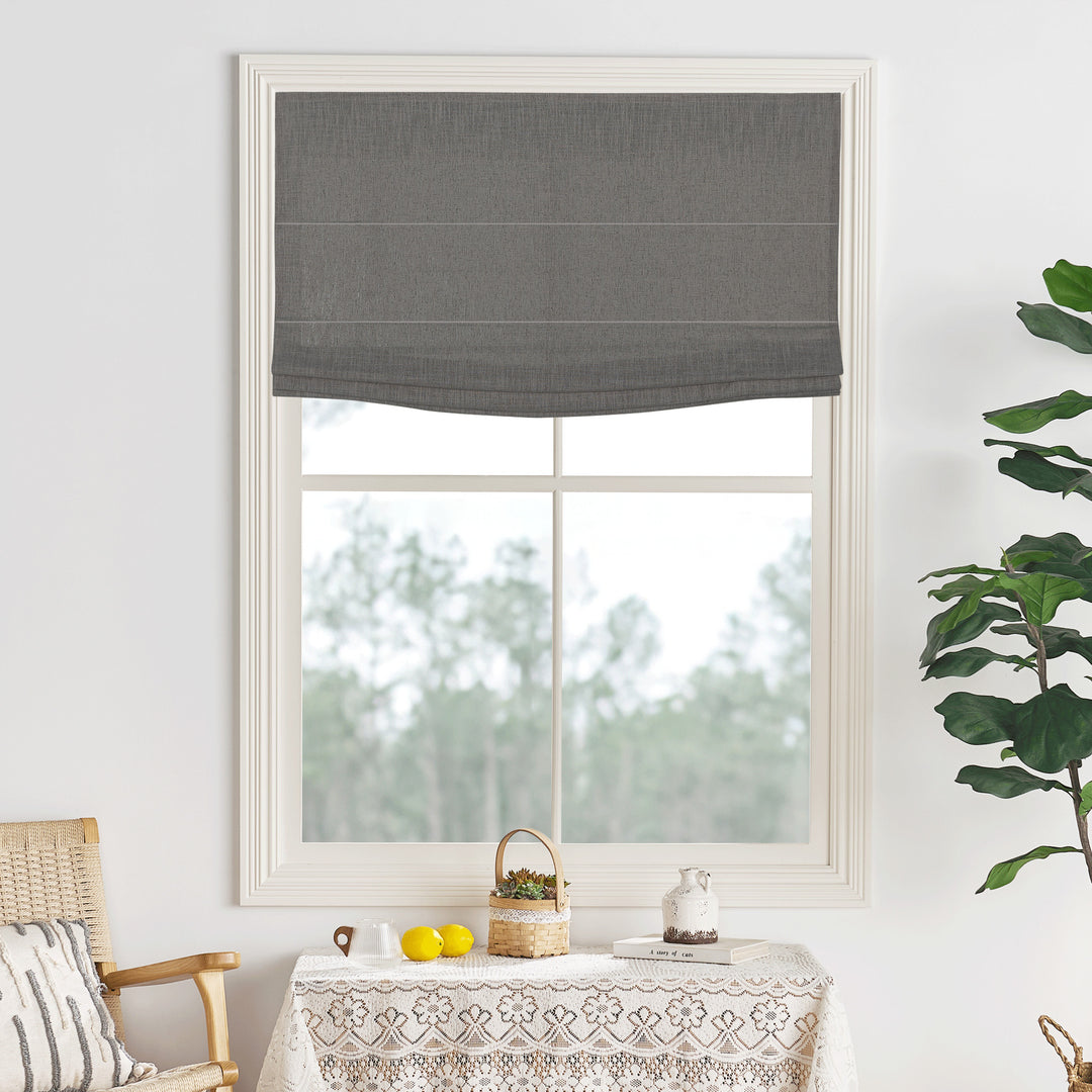 Lily Linen Flame Retardant Roman Shades & Blinds | Flat Fold