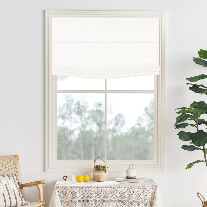 Lily Linen Flame Retardant Roman Shades & Blinds | Flat Fold