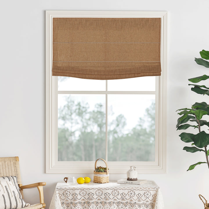 Lily Linen Flame Retardant Roman Shades & Blinds | Flat Fold