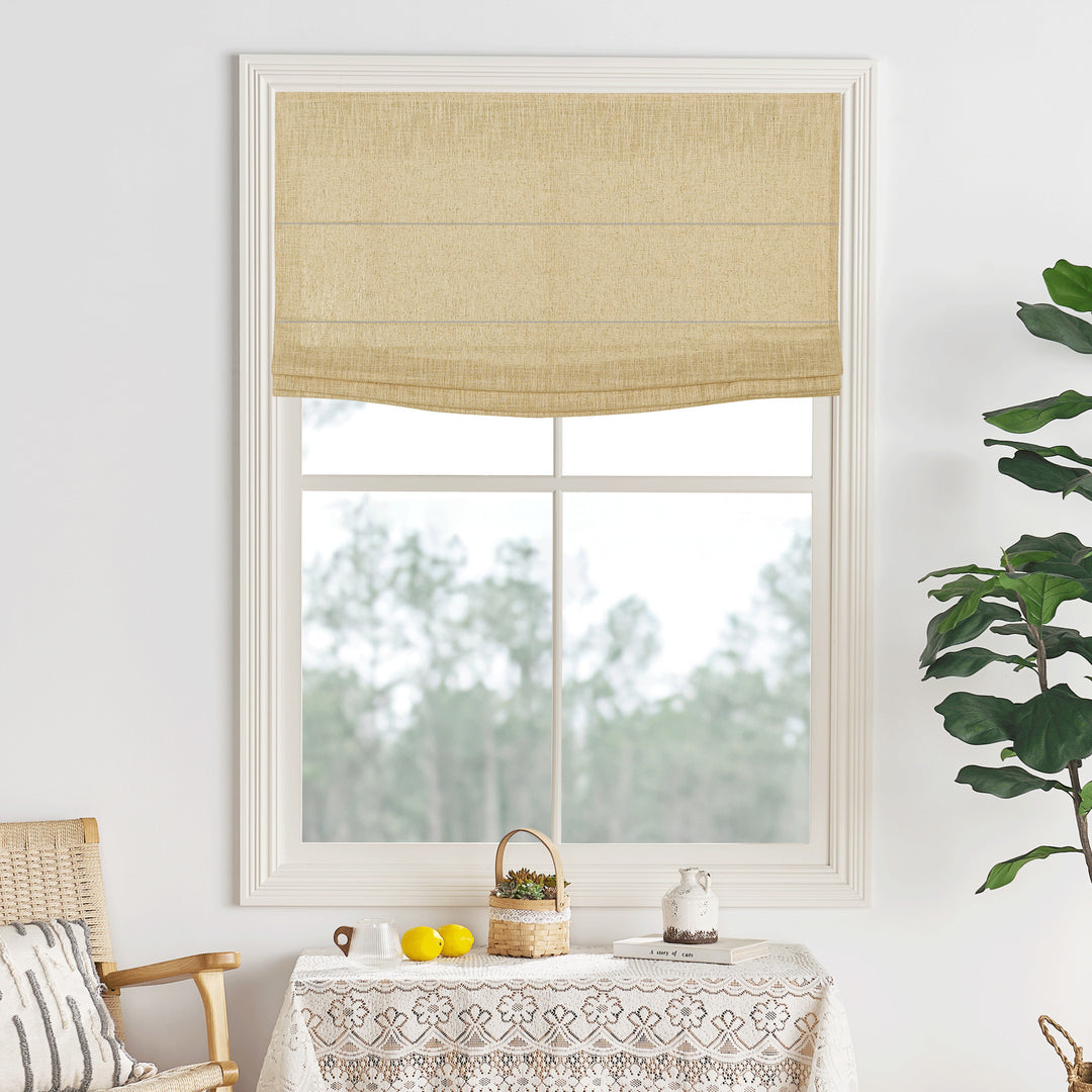 Lily Linen Flame Retardant Roman Shades & Blinds | Flat Fold