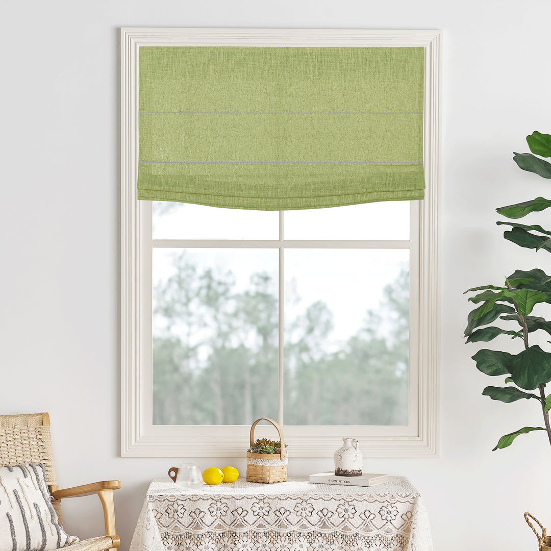 Lily Linen Flame Retardant Roman Shades & Blinds | Flat Fold