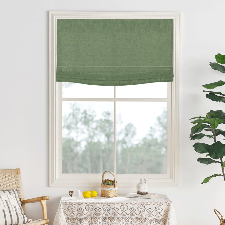 Lily Linen Flame Retardant Roman Shades & Blinds | Flat Fold