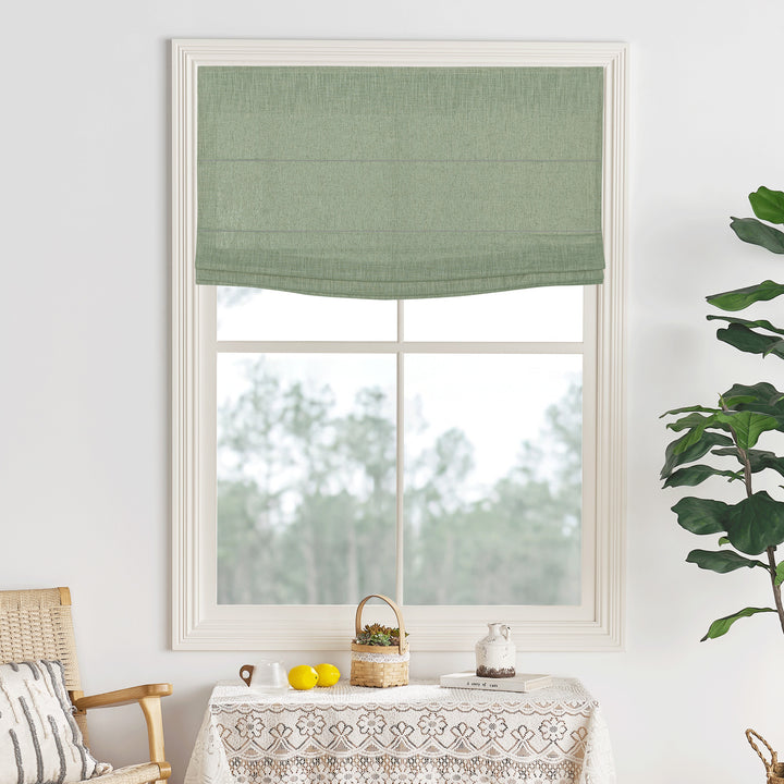 Lily Linen Flame Retardant Roman Shades & Blinds | Flat Fold