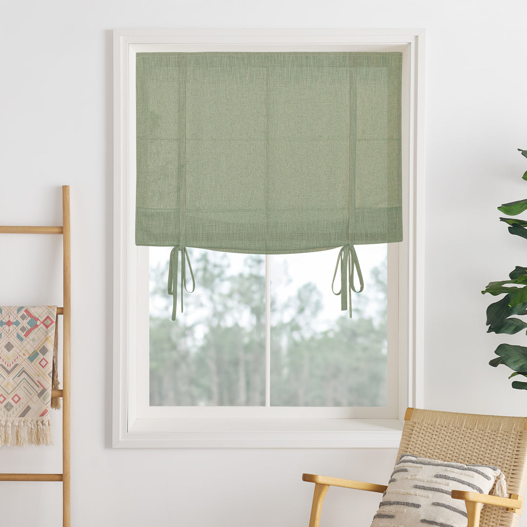 Lily Linen Roman Shades & Blinds | Tie