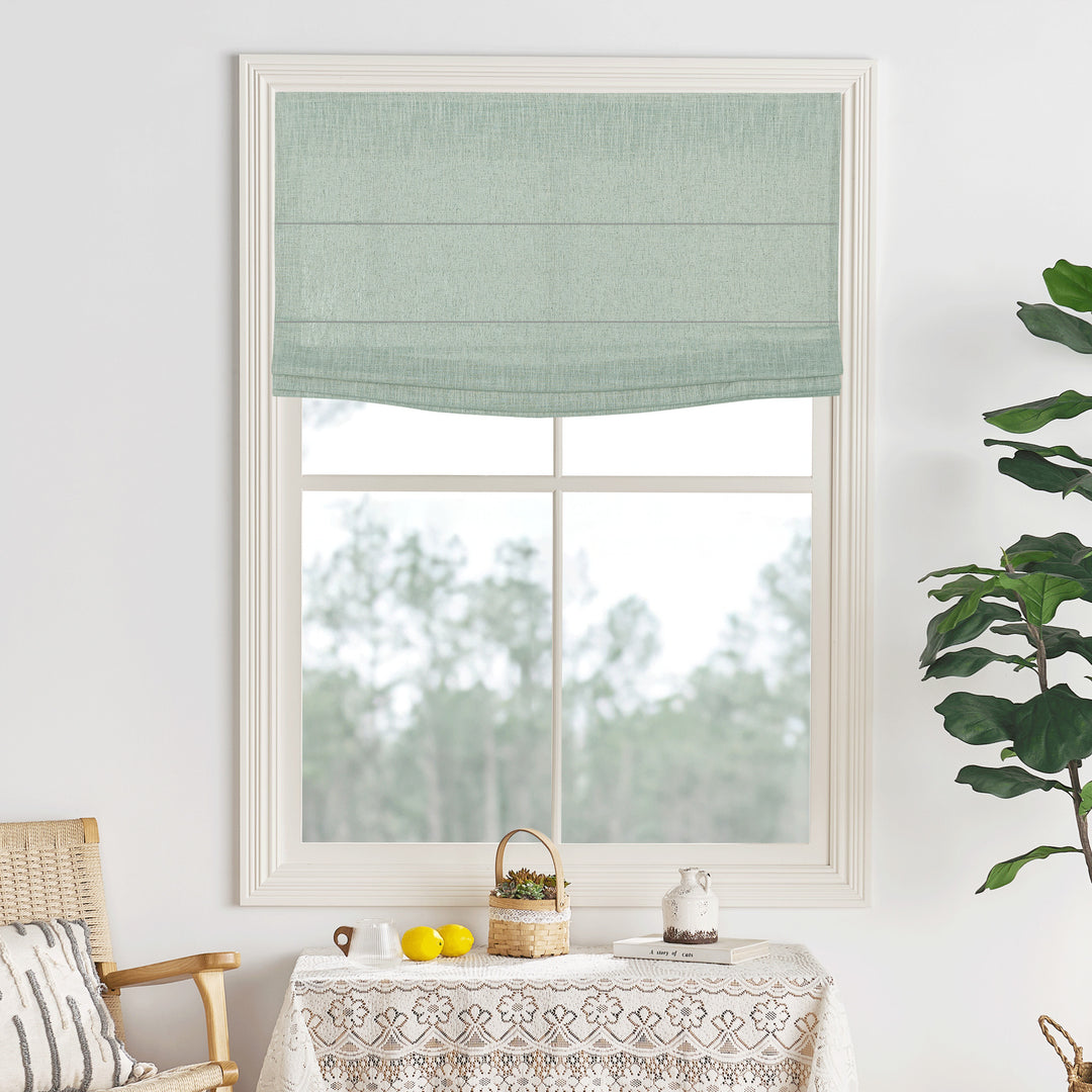 Lily Linen Flame Retardant Roman Shades & Blinds | Flat Fold